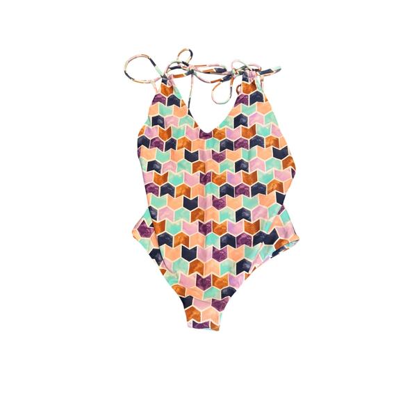 Tori Praver Seafoam Geometric Print One-Piece Swimsuit – Size M (NWT) - Picture 3 of 6